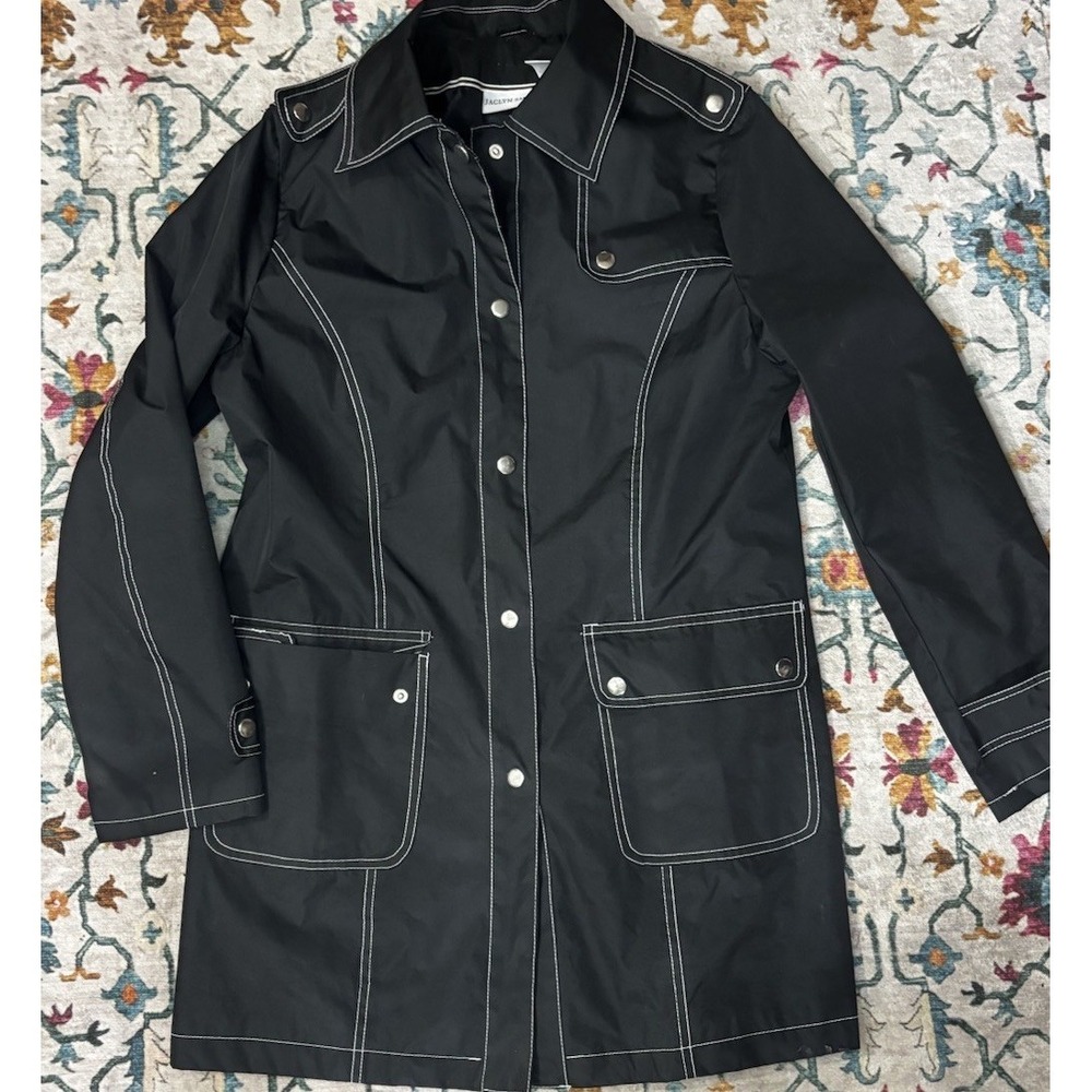 Jaclyn Smith Women's Black Medium Button White Contrast Stitching Jacket